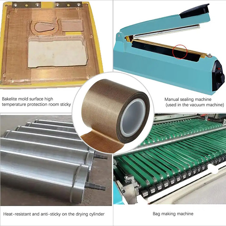 0.13mm Heat Resistance Self Adhesive Insulation PTFE Film Coated Fiberglass Fabric Cloth Teflons Silicone Tape