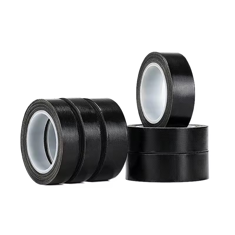 Black Heat Resistant Sealer Anti Sticky Sealing PTFE Coated Fiberglass Glass Cloth with Silicone Glue Self Adhesive Tape